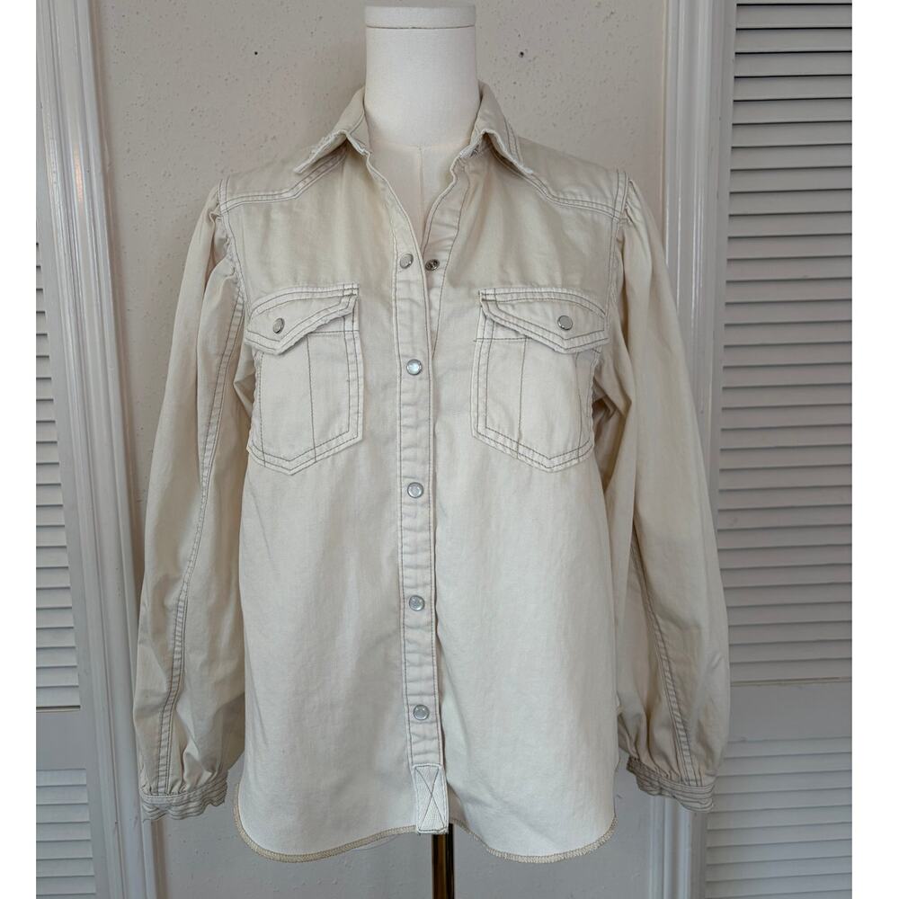 We The Free Cream Denim Jacket/Shirt Size XS #Oversize #Effortless